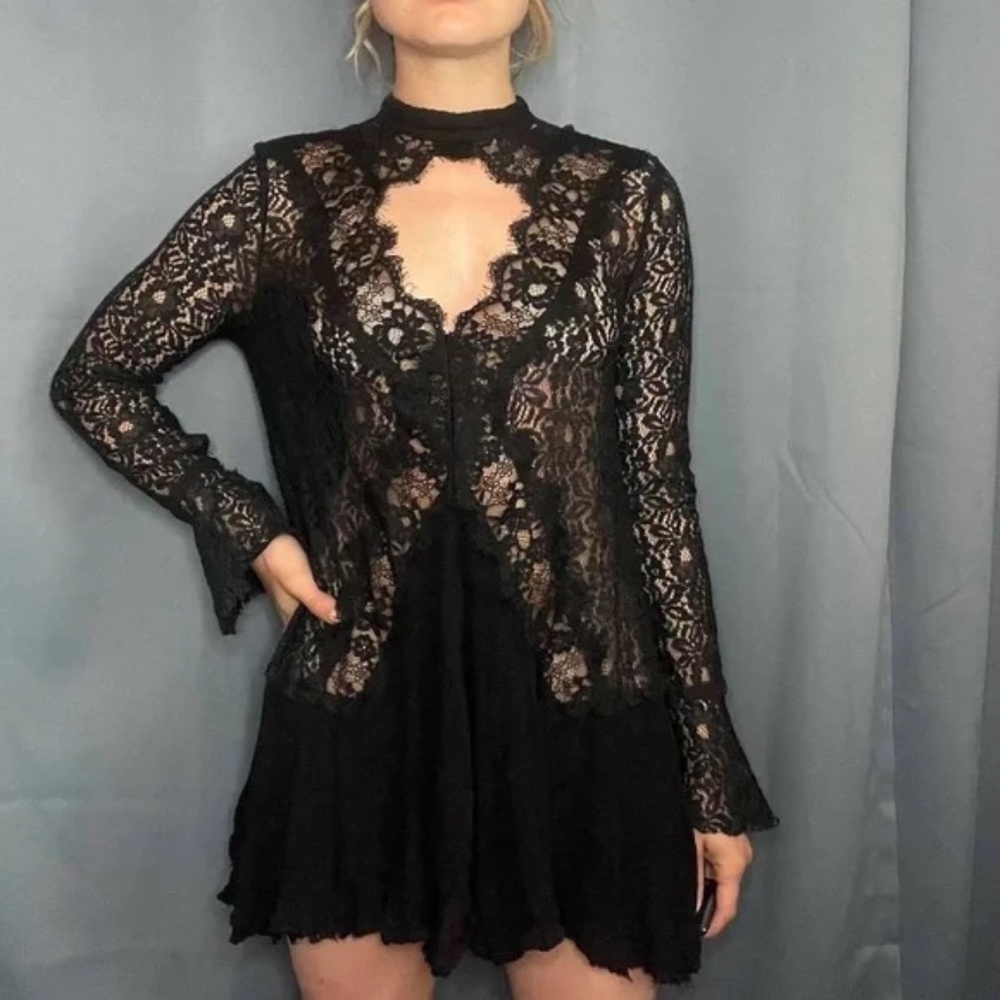 Free People Black Lace High Low Dress - Picture 5 of 6